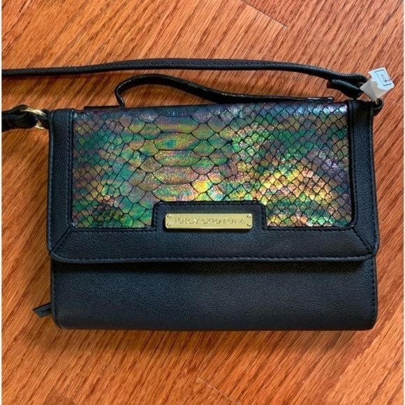 Juicy Couture Mermaid Iridescent Oil Slick Snakeskin Crossbody Wallet Handbag - Picture 1 of 8